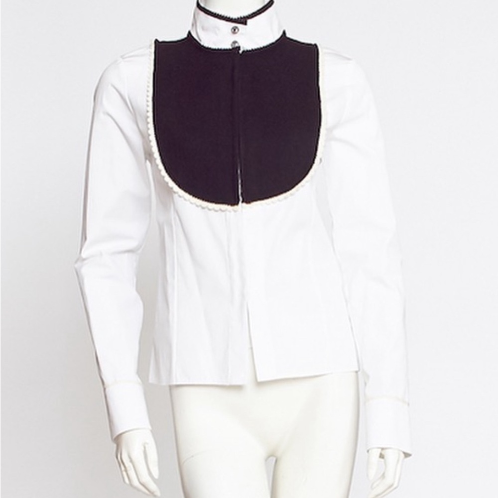 CHANEL Chic Black and White Buttoned Top